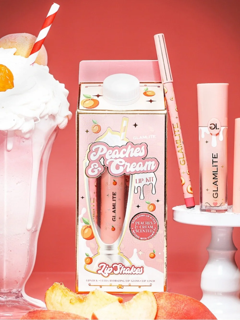 The New Milkshakes Collection - Glamlite Peaches & Cream Lip Kit 3pc Set